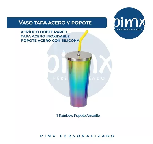 Vaso 800ml Mate Sin Personalizar Acrílico + Popote