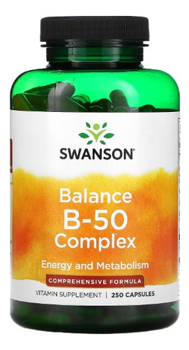 Suplemento Swanson, Complexo Balance B-50, 250 cápsulas de sabor sem sabor