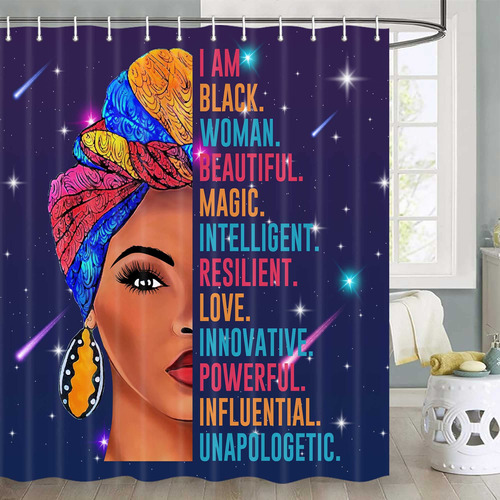 Cortina Ducha Para Mujer Negra Africana Niña Inspiradora 72