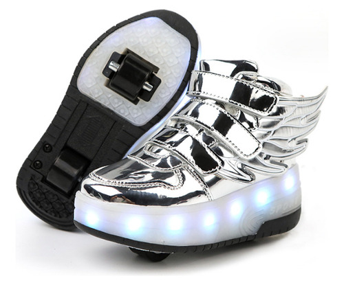 Zapatillas Altas Infantiles Luminosas Con Doble Polea Led.