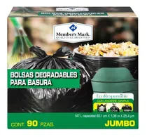 Comprar Bolsas De Basura Jumbo Member´s Mark 90pzs. 147lts +obsequio