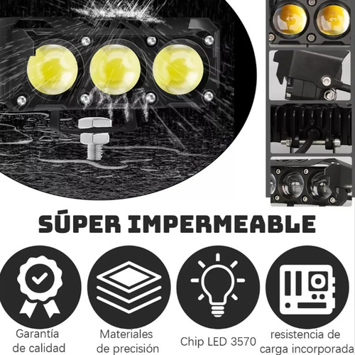 2pzs Faros Auxiliares 3 Modos Doble Color Led Para Auto Moto Negro