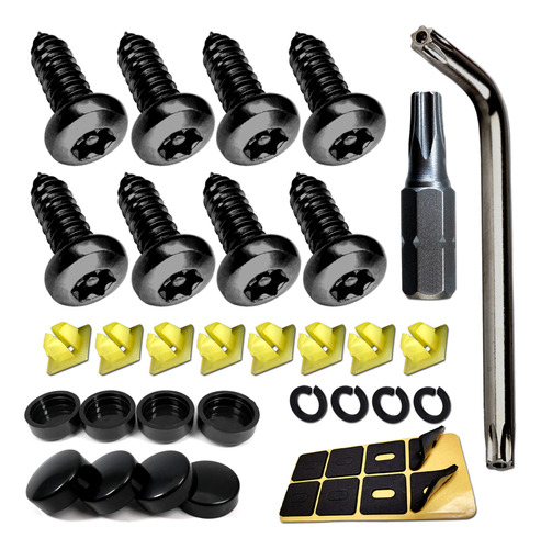 Tornillos Antirrobo Patente Auto Kit Completo - Negro B