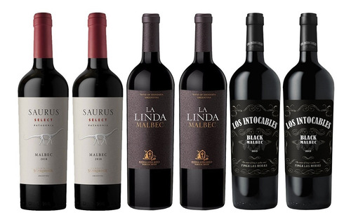 Imagen 1 de 6 de Combo Alta Gama Malbec La Linda + Saurus + Los Intocables