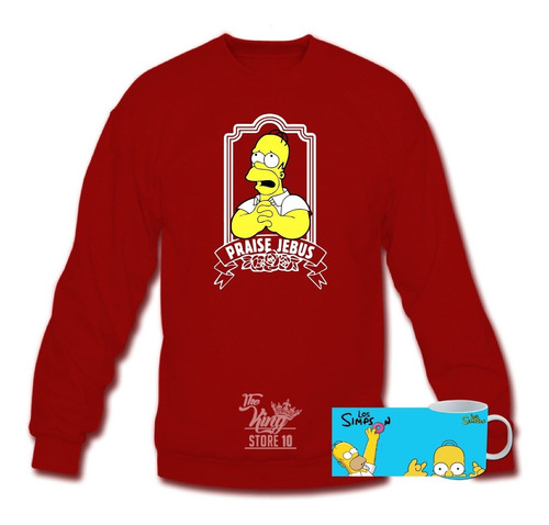 Poleron Polo + Taza, Los Simpson, Homero, Praise Jebus, Xxl / Kingstore10