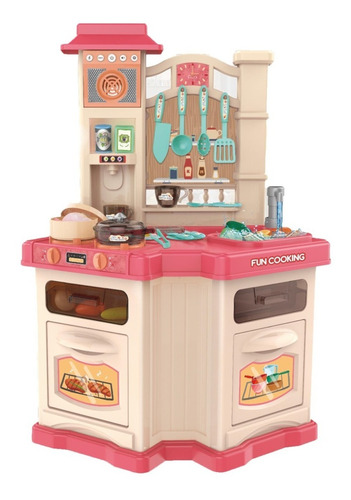 Cozinha Infantil Com Musicas Vapor Luz Torneira 77cm Altura Cor Rosa