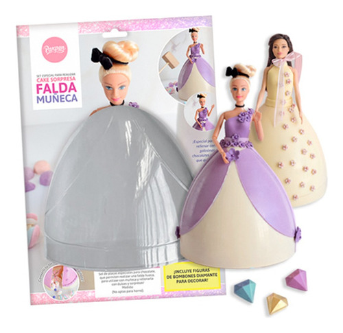 Promo Molde Falda Muñeca + Colorante Rosa + Baño Blanco