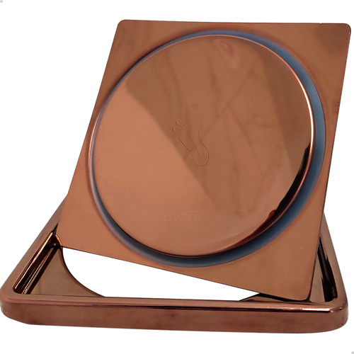 Porta Grelha Inox 304 E Ralo Click Rose Gold 10x10 Kit Banheiro Caixilho Suporte Com Ralo Inteligente Quadrado 10cm Tampa Caixa Sifonada Dona Dcor