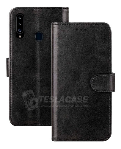 Carcasa Samsung A20s Flipcover Negro  + Vidrio Regalo