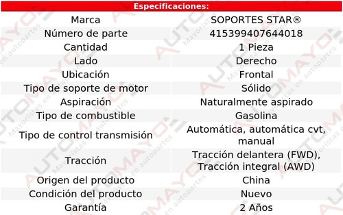 Soporte Tacón De Motor Del Der Lancer 2.0l 4 Cil 08-15