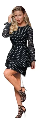 Vestido azul con bolitas blancas sale