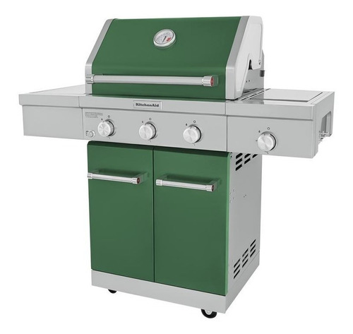 Imagen 3 de 10 de Asador Kitchenaid En Verde 3 Quemadores & 1 Lateral Gas Lp