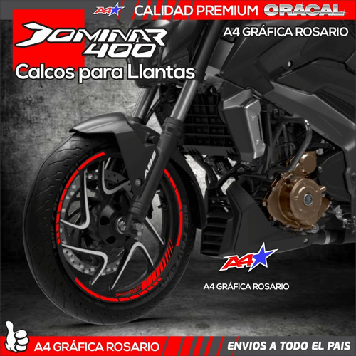 Dominar 400 Bajaj Kit De Calcos Para Ambas Llantas