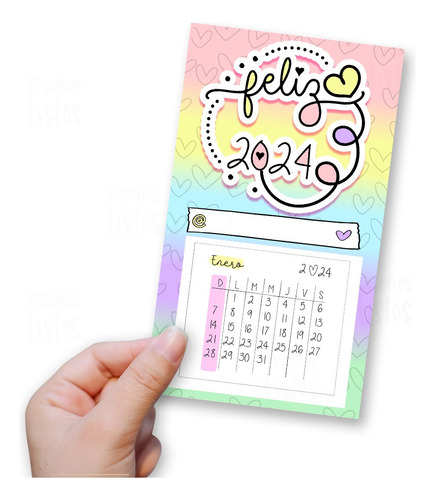 Kit Imprimible Mini Calendarios Mignon 2024 Con Frases 