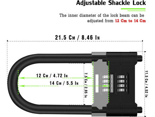 Candado Antirrobo 4 Dígitos Con Grillete Ajustable Para Bici