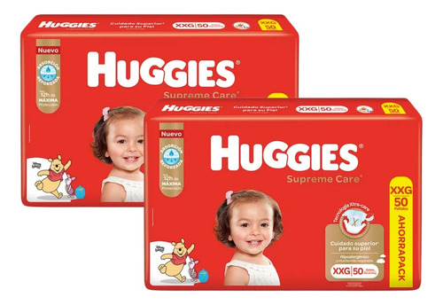 2 Pack Pañales Huggies Supreme Care G Xg Xxg Xxxg Rojos