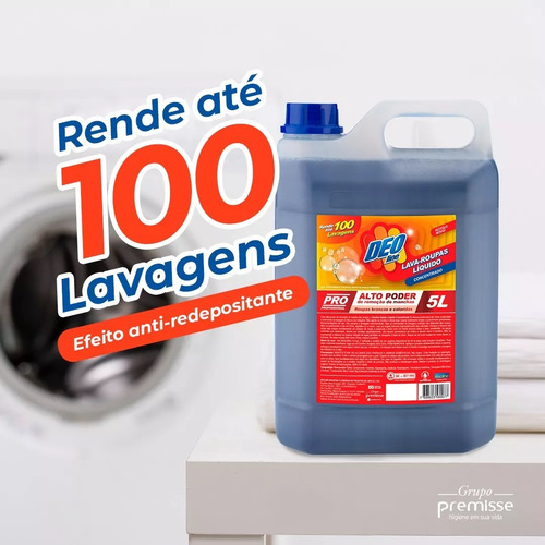 Sabão Liquido 5l Lava Roupa Alto Poder De Remoção De Manchas