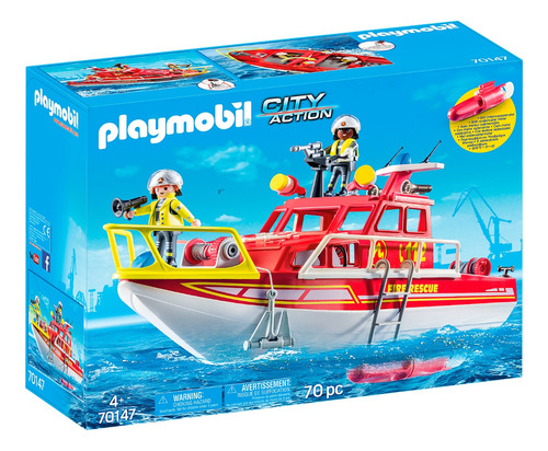 Playmobil 70147 City Action Barco Bomberos Rescate Con Motor