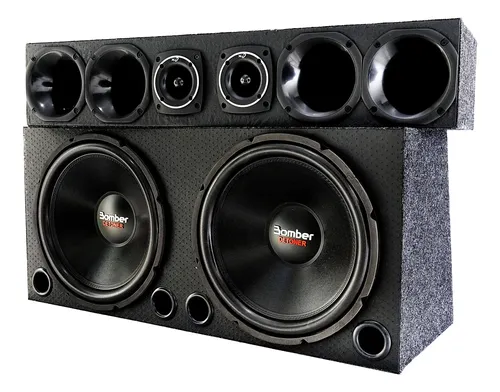 Caixa Carro Som Sub 15 Bomber Detoner + Corneteira 4d 2t