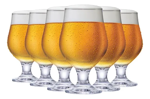 Jogo de 6 Taças de Cerveja Ruvolo Beer Master Vidro 380ml