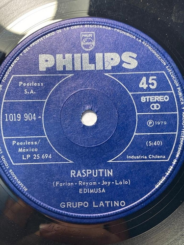 Vinilo Single Del Grupo Latino Rasputin(y88