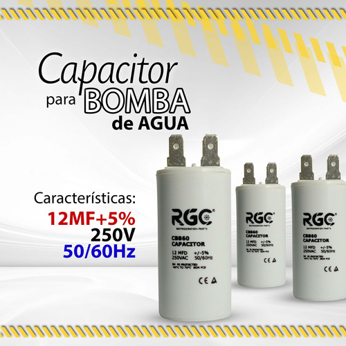 Capacitor Para Bomba De Agua 12mf+5% 250v 50-60hz / 10605