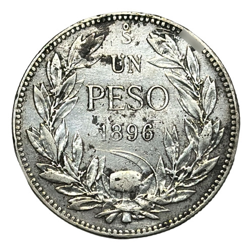 Moneda Chile 1 Peso Año 1896 Km# 152.1 Plata 0.835