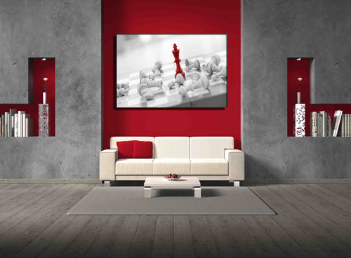 Cuadro Moderno Canvas Ajedrez Rey Rojo 94x142cm