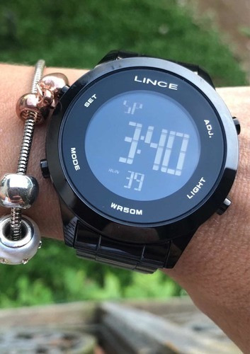 Relógio Feminino Lince Digital Negativo Preto Black Sdph085l