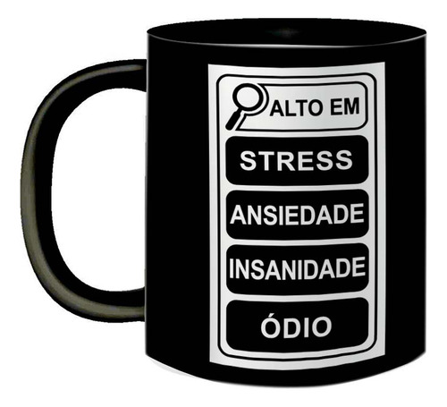 Caneca De Porcelana Preta Divertida Personalidade Forte