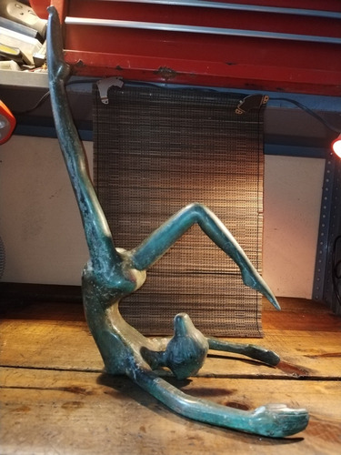 Escultura De Bronce Sólido Antigua Bailarina Contorsionista