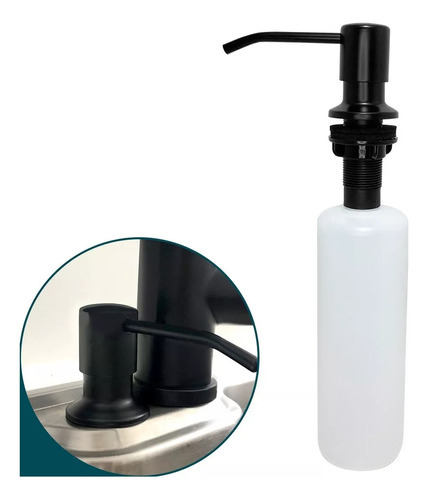 Dispensador Detergente Preto Bancada 300ml Inox Fosco De Bla Color Negro