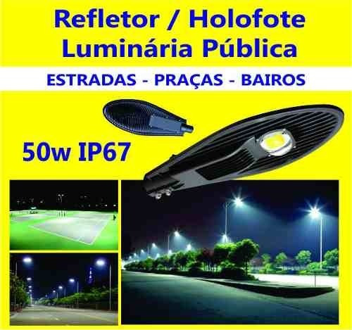 Refletor LED Genérica Pública 50W com luz branco-frio e carcaça preto 110V/220V