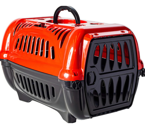 Caixa De Transporte Passeio Pequena N.1 Gato Cachorro Cor Vermelho