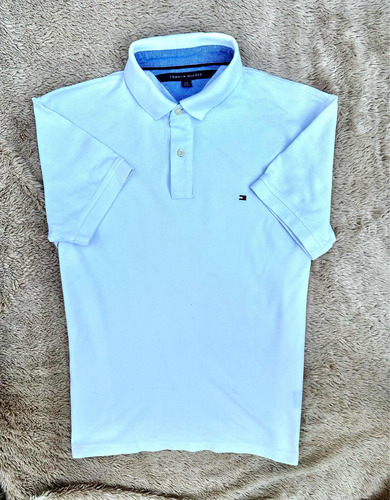 Playera Blanca Polo De Manga Corta Tommy Hilfiger Talla L