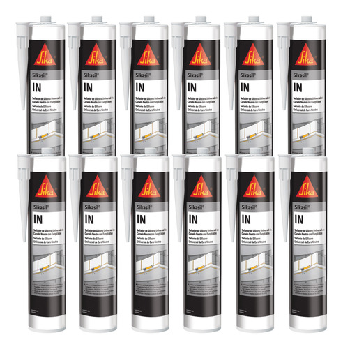 12x Sikasil Neutro Branco/cinza/incolor/preto In 280 Ml Sika