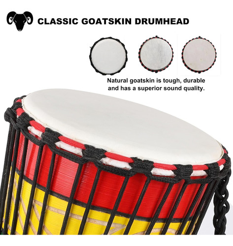 Lieke Djembe Drum Tambor Africano 10'' X 20'' Piel De Cab...