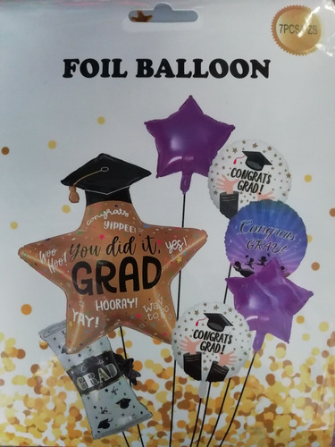 Set Globo-celebremos Estrella Con Birrete Graduación -7 Pzs