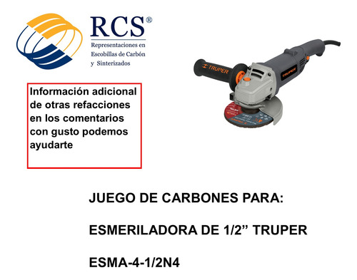 Juego De Carbones Para Esmeriladora Esma-4-1/2n4 Truper