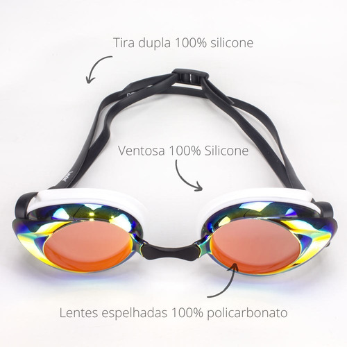 Gafas de natación Deep Mirror Leader con espejo en color blanco y rojo