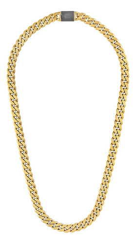 Collar De Cadena Curva De Acero Inoxidable En Tono Dorado Cl