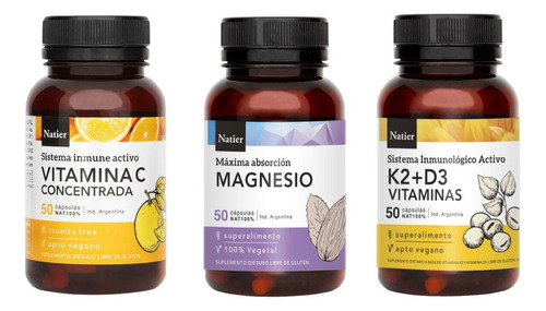 Plan Magnesio + Vitamina K2 + D3 + Vitamina C Natier 