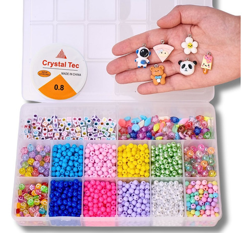 Kit Miçanga Pulseira Infantil Colorida Maleta  3200 Pçs