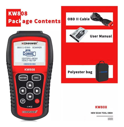 Escaner Automotriz Konnwei Kw808 Obd2 / Eobd Multimarcas