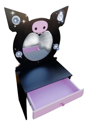 Tocador Madera Jugueteniños Maquillaje Espejo Con Luz Kuromi
