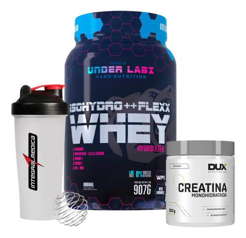 Isohydro++ Flexx Whey Protein 900g U + Creatina Dux + Coq Im