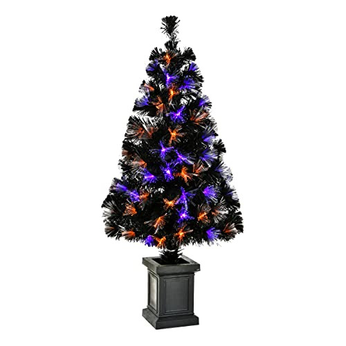 Decoración De Árbol Artificial Preiluminada, Negro, Fibra 