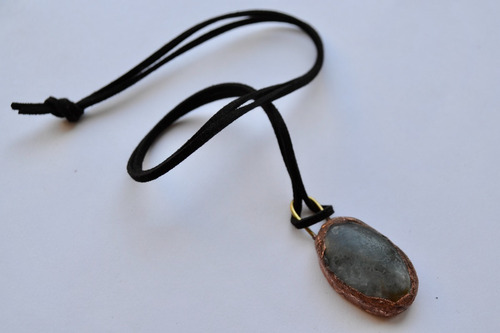 Imagen 2 de 5 de Collar De Piedra Onix Cielo Y Cobre Estilo Boho