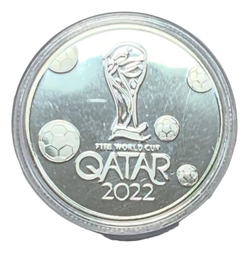 Medalla Mundial De Futbol Qatar 2022 Plateada En Capsula (2)
