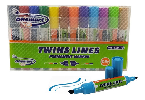 Marcador Doble Punta Permanente X 24 Uds Twin Lines Marcador Doble Punta Permanente X 24 Uds Twin Lines